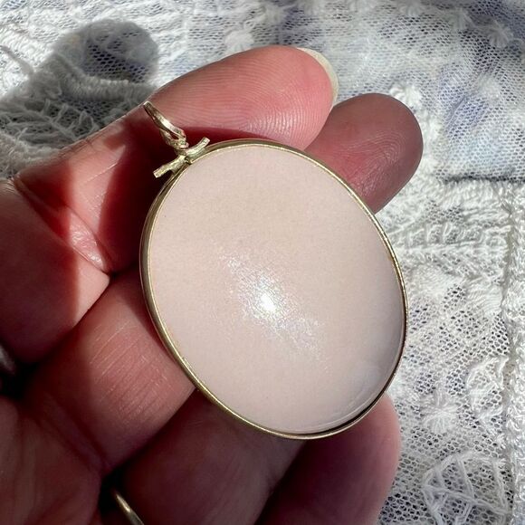 Vintage Reversible Agate & Pink Quartz 12KT Gold Fill Pendant - Picture 4 of 10